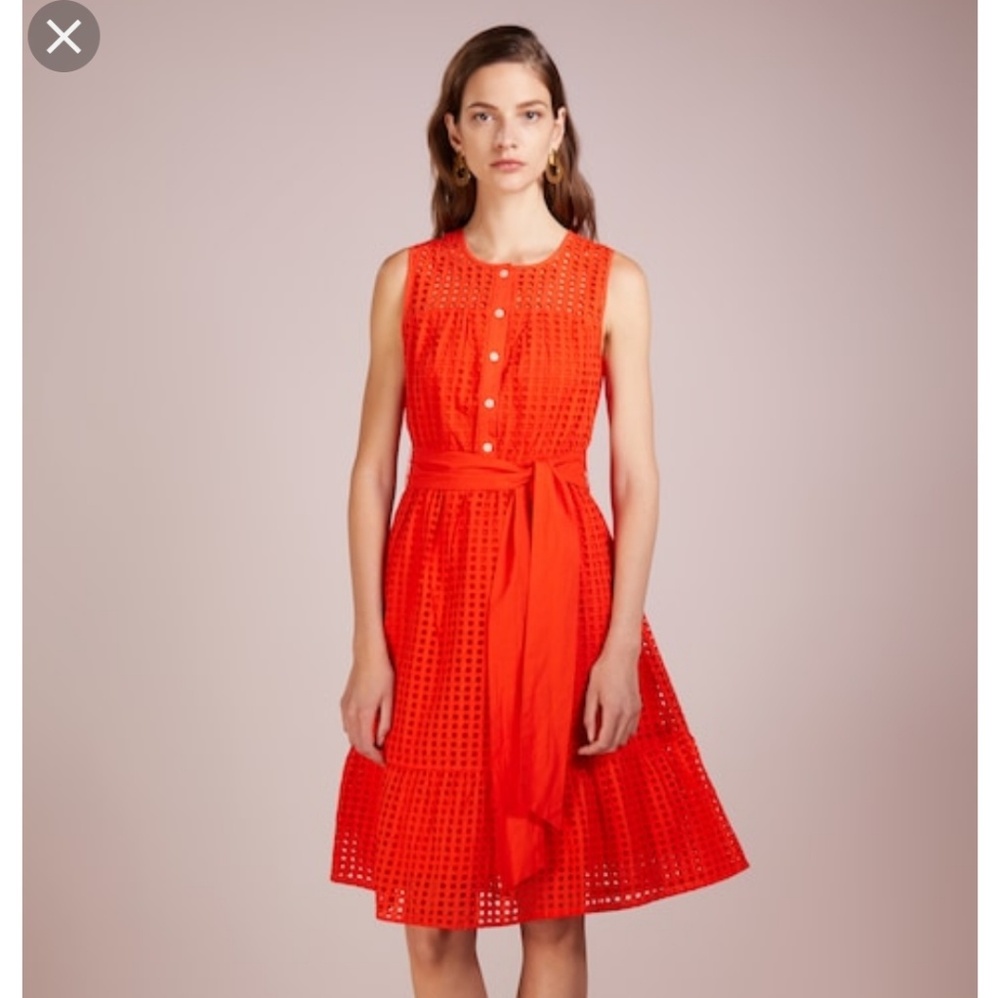 J Crew All Over Eyelet Dress in Cerise